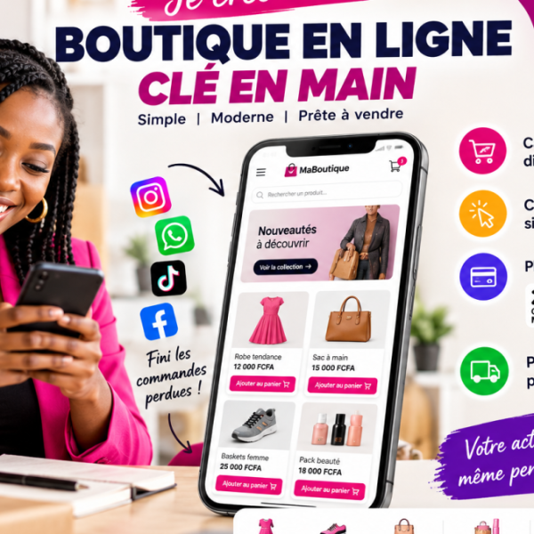 Je vais créer votre boutique en ligne avec paiement Mobile Money & VISA livré en 7 jours
