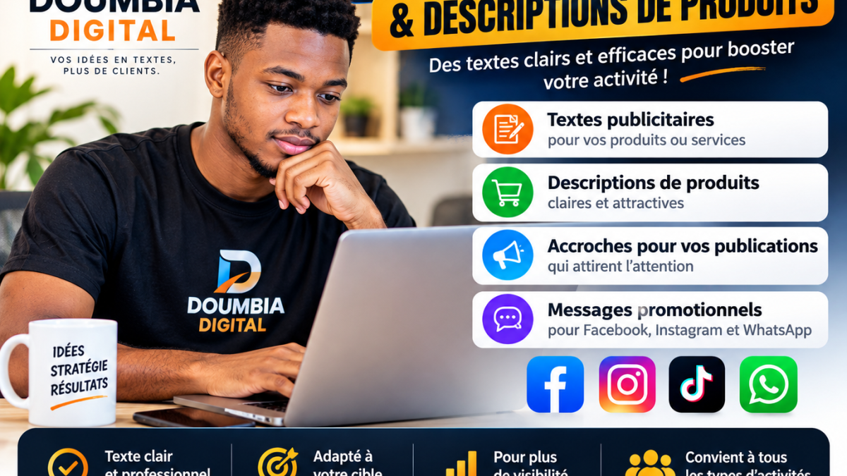 Je vais rédiger vos textes publicitaires et descriptions de produits