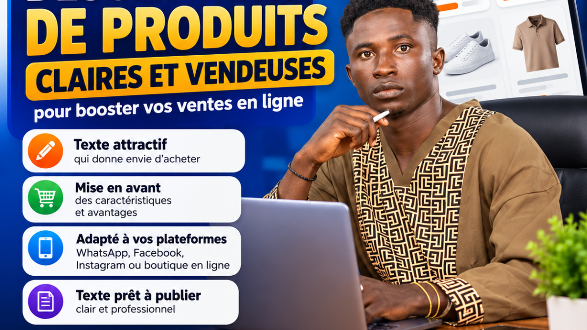 Je vais rédiger des descriptions de produits claires et vendeuses