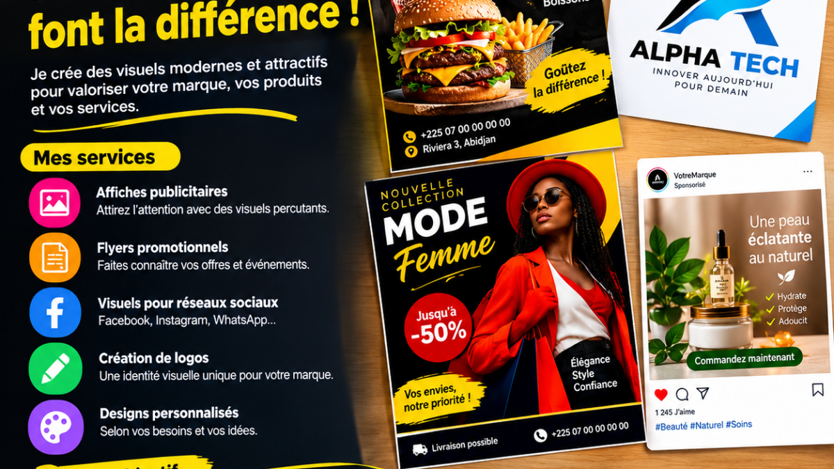 Je vais 🎨 Creer de designs professionnels, affiches publicitaires et flyer